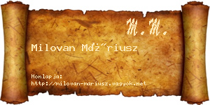 Milovan Máriusz névjegykártya